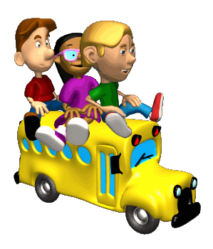 School Bus with kids on top of it 