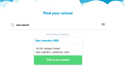 Find your school: select San Leandro USD 
